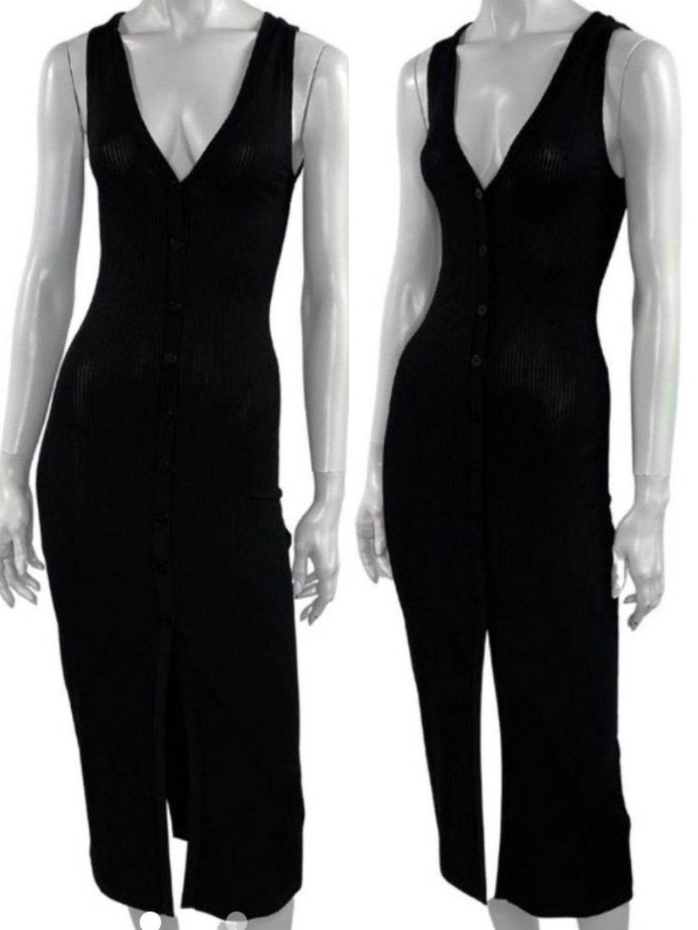 Aritzia Babaton Jayce Black Sleeveless Rib Knit Midi Dress - Picture 14 of 16